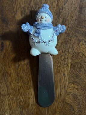Vintage Snowman Winter Holiday Cheese Spreader Stainless Steel #2